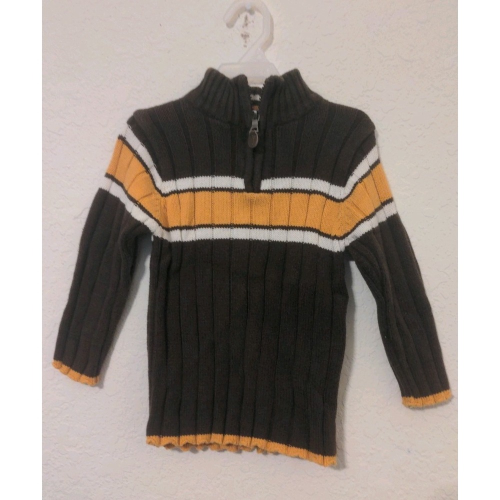 The Children's Place Toddler Boys Brown & Gold 1/4 Zip Pullover Sweater. Size 4T